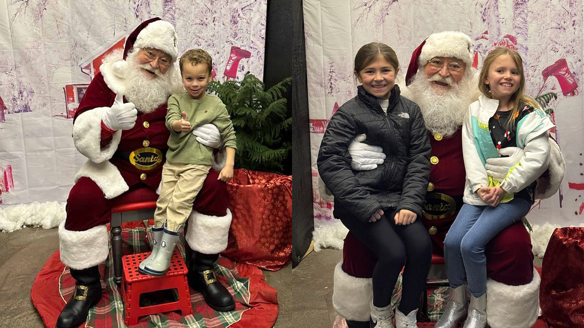 Santa at Snowy Mountain this Holiday Season. Shows Santa sitting with children visiting him at Soaky Mountain for event featured image.