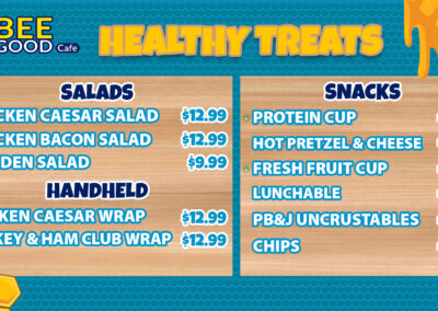 Bee Good Cafe Healthy Treats Menu 2026 for website.