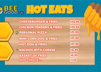 Bee Good Cafe Hot Eats Menu 2026 for website.