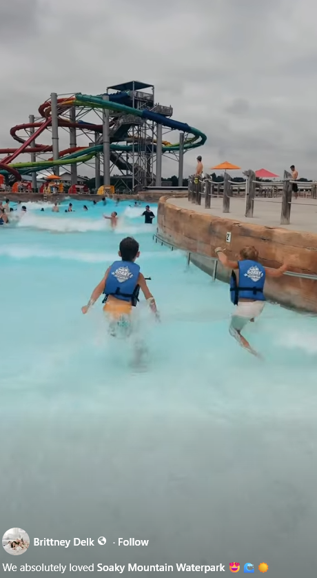 Social post from @brittneyDelk at Soaky Mountain Waterpark preview image links to full video post.